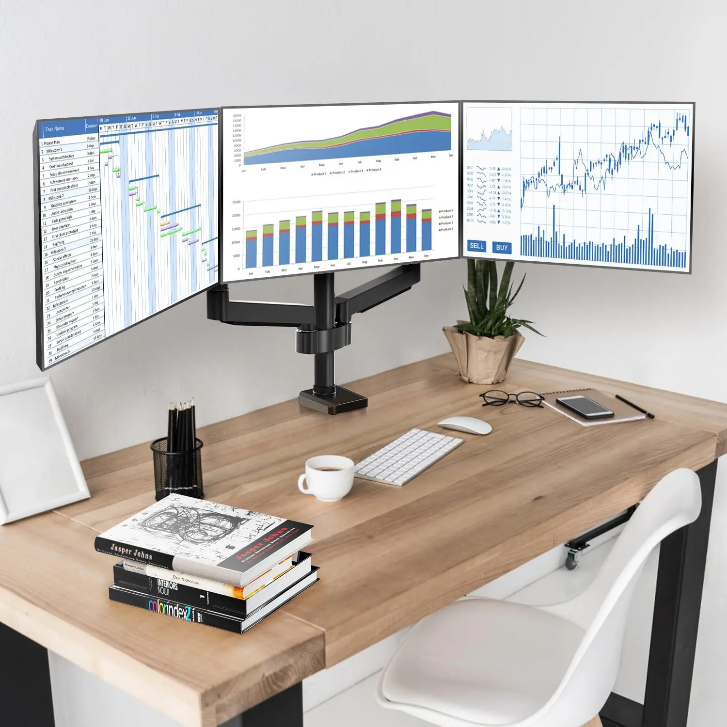 MOUNTUP 17"-27" Triple Monitor Stand Mount MU0006 MOUNTUP 17"-27" Triple Monitor Stand Mount MU0006