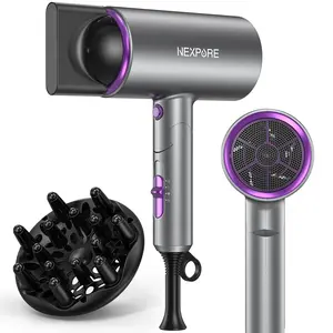 NEXPURE Ionic Hair Dryer 2000W Powerful Blow Dryer with Diffuser and Concentrator Attachments Gray