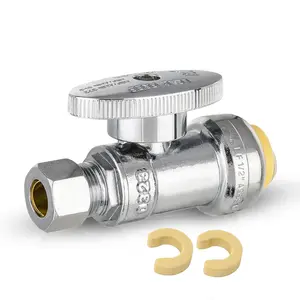 10-Pack 1/2" Push Connect x 1/4" OD Straight Stop Valve, 1/4 Turn (Lead Free)