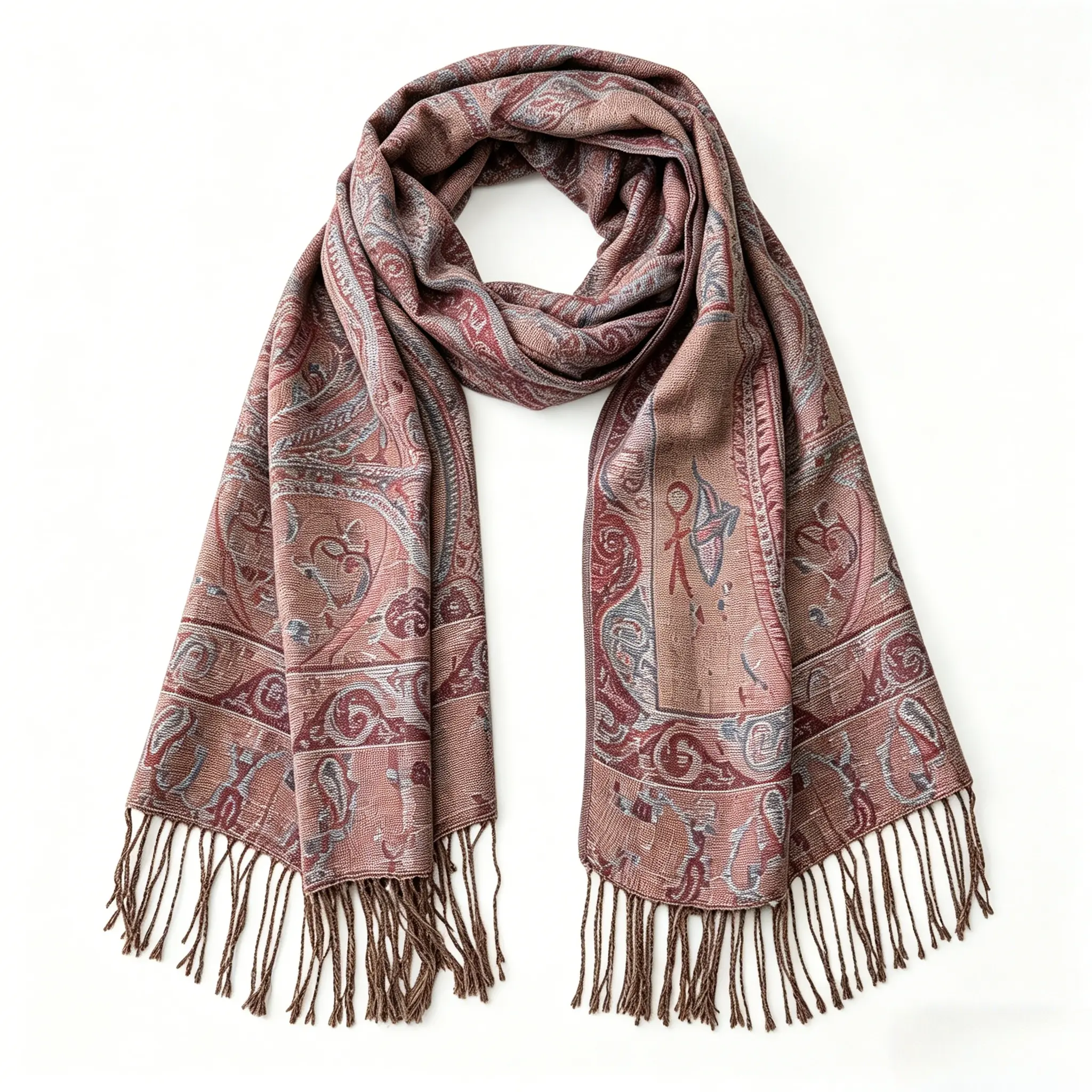 Women's Vintage Paisley 100% Viscose Scarf Shawl - Lightweight Reversible Floral Wrap with Tassels for Fall Winter, Elegant Large Scarves for Evening Dress, Office, Travel & Air-Conditioned Rooms