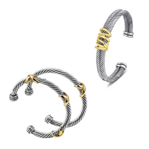 Mytys Viral 3-Piece Dual-Tone Twisted Cuff Bracelet Set with Gold Accents – Stylish Women’s Fashion Accessory Ideal for Daily Outfits, Parties, Friend Gatherings & Gifting to Elevate Trendy Vibe & Stand Out in Style