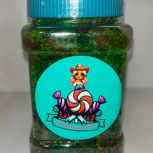 Cowgirls Candy Rush Green Apple Gushies Sweet Sour Snack Gum in Jar