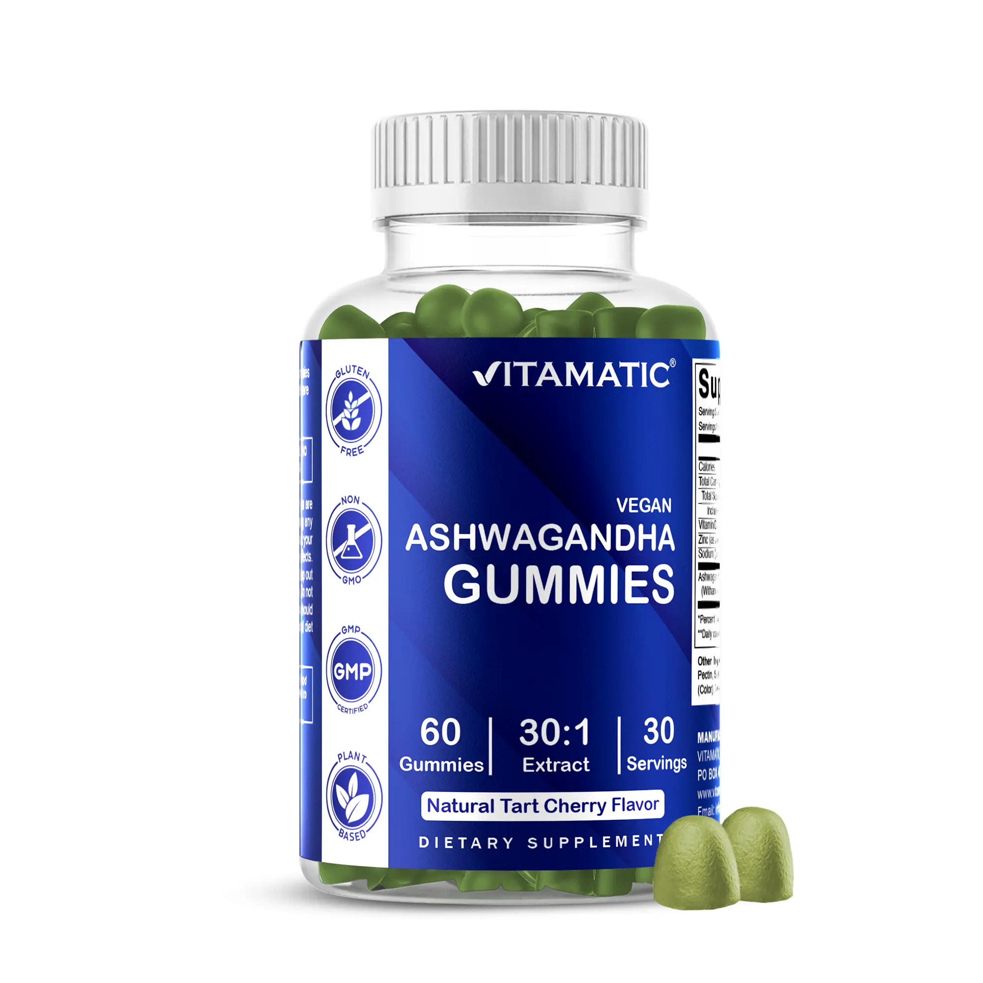Vitamatic Ashwagandha Gummies 30:1 Extract, 60 Vegan Gummies
