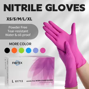 FINITEX Nitrile Cleaning Gloves,Disposable Powder&Latex-Free Waterproof Durable Work for Home Kitchen Cook HandCare Manicure Doctor Medical Pet Toilet Washing Party Decoration Gardening Farm Tool Colorful Gloves, Holiday mother Fathersdaygift MemorialDay