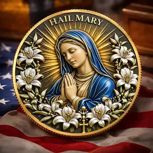 Hail Mary Commemorative Coin, Virgin Mary Catholic Prayer Coin, Religious Collectible Coin, Faith Keepsake Gift, Christian Devotional Coin