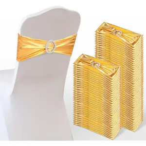 15 pieces of metallic-finish elastic chair sashes in various colours (with buckles), suitable for Christmas, weddings, banquets, celebrations, christenings, birthday decorations, anniversary ceremonies and receptions