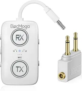 Upgraded Airplane Bluetooth .Adapter with aptX Adaptive,  Airplane Travel Essentials Supports  AirPods or Headphones, in AUX Wireless Transmitter Receiver for Gym, TV, Car, White