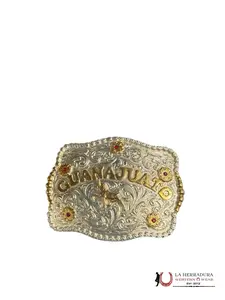 GOLD AND SILVER GUANAJUATO SQUARE BUCKLE