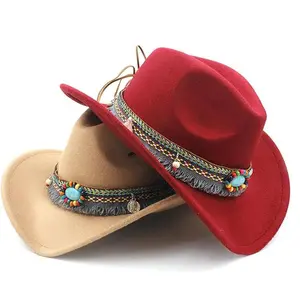 Size 56-58cm Polyester Western Children Girls Jazzes Hat  Western Cowboy Hat For Men Women Jazz Montana Sombrero Hombre Cap