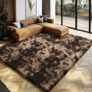Soft Fluffy Living Room Area Rugs,Modern Indoor Tie-dye - Brown Shag Bedroom Non-Slip Rug,Super Comfy Furry Shaggy Floors Carpet Playroom Nursery Dorm Home Decor