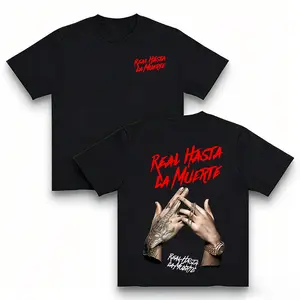 Real Hasta La Muerte Graphic Hoodie Streetwear Sweatshirt with Tattooed Hands Bold Red Lettering Long Sleeve for Streetwear Lovers