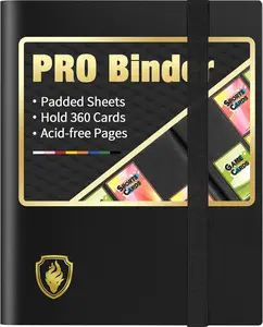 Heavy Duty Card Binder, Fabmaker 9 Pocket Trading Card Binder Holds 360 Cards, Sleek Side-Loading Card Album, Sturdy Card Collection Folder for Game Cards, Sport Cards, Black