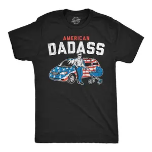 Mens Funny T Shirts American Dadass Sarcastic Fathers Day Graphic Fourth Of July Novelty Tee For Men Mens Funny T Shirts Cool Vintage Fashion T-Shirt Gift Classic Menswear Dad Joke Apparel for Men Novelty Tees Black -