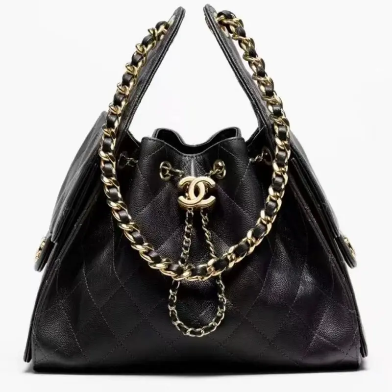‮ LENAHC  ‬Fashion Drawstring Chain Handbag Quilted Crossbody Bucket Bag