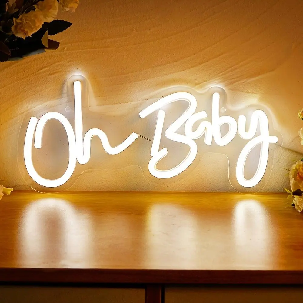 Oh Baby Neon Sign, 1 Count USB Powered Decorative Neon Light, Atmosphere Light, Ambient Decor Lighting, Home Decor Neon Sign, Led Neon Signs for Living Room, Bedroom, Party, Wedding, Led Neon Lights