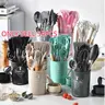 Silicone Kitchen Utensils Set, 34pcs/set Non-stick Baking Utensils Set with Wooden Handle, Cooking Utensils Set for Home Kitchen, Silicone Spatula Set, Cooking Tools, Kitchen Utensil Essential