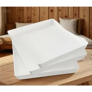 Large Unbreakable Rectangular Serving Trays (Set of 4) |   BPA-Free Plastic Party Platters 15" x 10" |   Serve Appetizers, Desserts, Snacks & Finger Foods |  Lightweight Durable for Events & Catering Disposable Hand Household Coastal porch decor