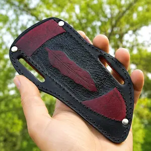 Handmade Engraved Leather Fixed Blade Utility Knife Sheath – Custom Genuine Leather EDC Cover