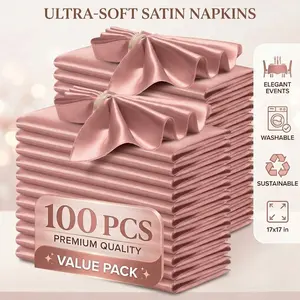 Premium Satin Napkins Napkins Set of 100, 11.8x11.8 Inch Dinner Napkins,  for Weddings, Party and Banquet