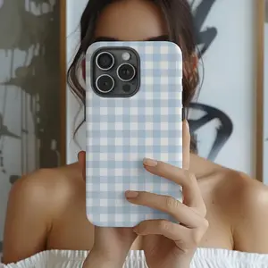 Powder Blue Gingham Phone Case MagSafe iPhonex-17 Pro Max Case