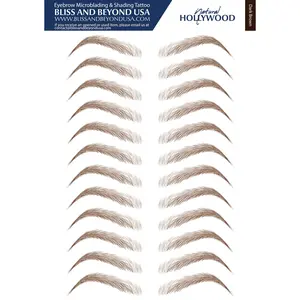 Waterproof Eyebrow Tattoo Stickers - Solution for hair loss. Bushy Tinted eyebrow tattoos.  Style: Natural - Hollywood