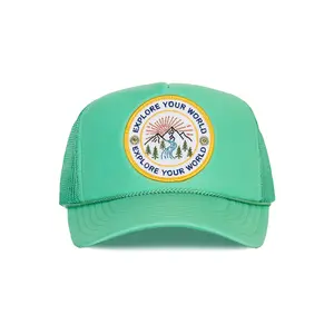 Explore Your World Trucker Hat in Cactus Green