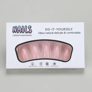 Ombre Ballerina Shaped Press on Nails with Nail File & Jelly Glue, 24pcs/set Removable Full Cover Artificial Fake Nail, Women Girls DIY Manicure, Nail Glue Included