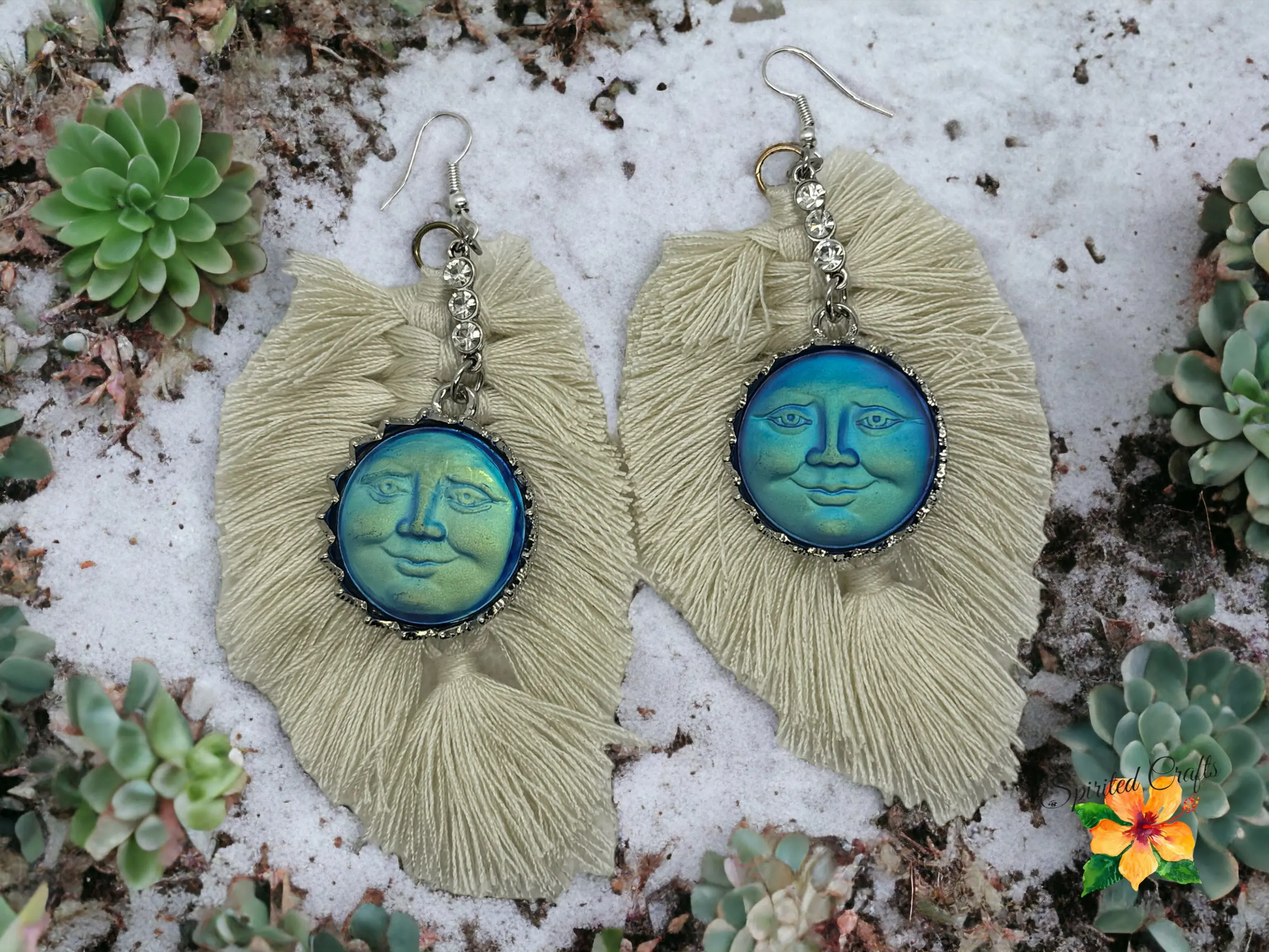 Moon Macrame Earrings