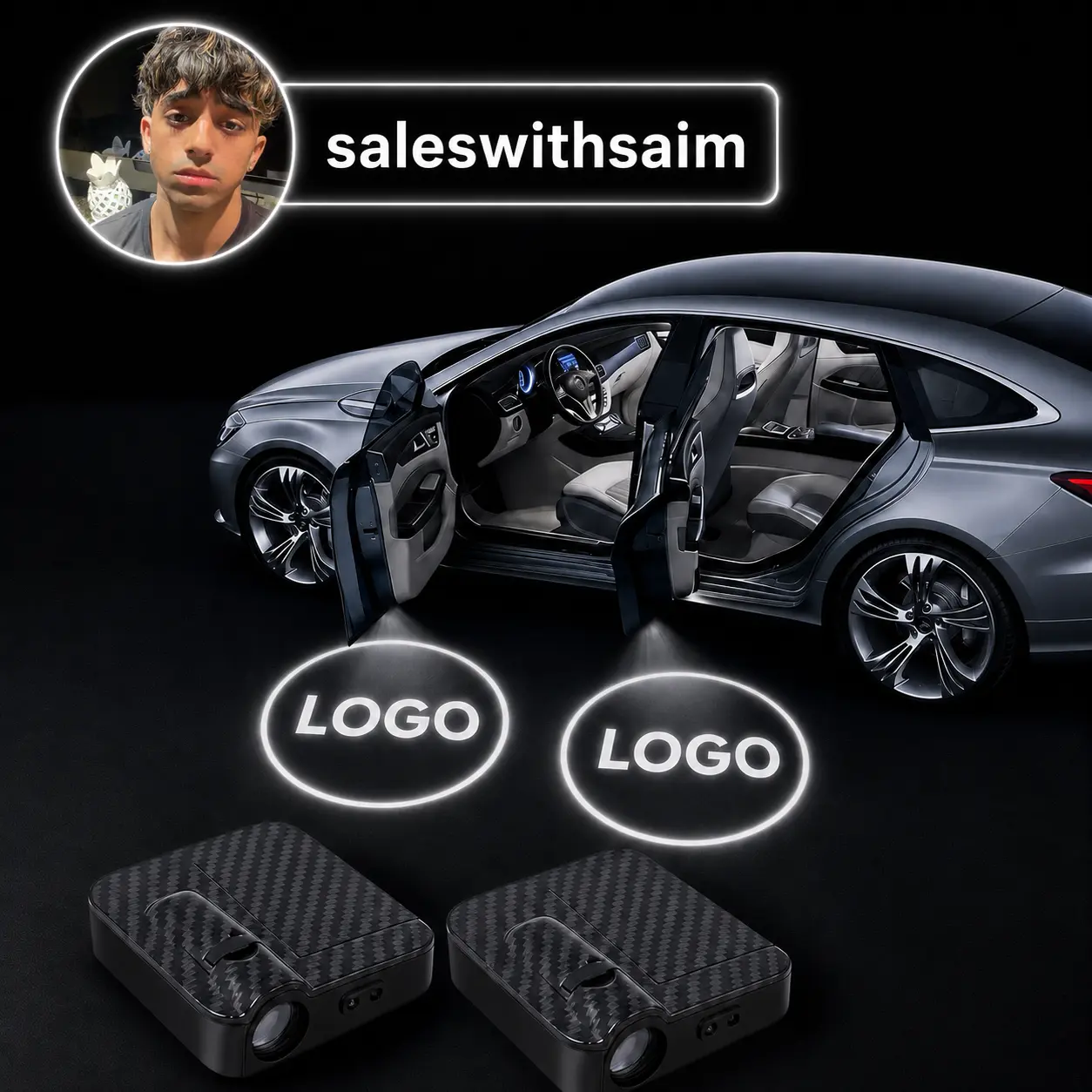 【SAIM exclusive logos】Car Door Welcome Light Projector - Smart Auto Induction Logo, LED Accessory for Night Safety & Vehicle Customization
