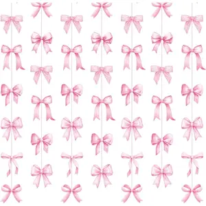 8 count Bow Decorations Bow  Banners Garland Banners Paper Cutouts Ribbon Streamers for Birthday Bridal Engagement Bachelorette Wedding Party Decor()