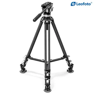 Leofoto LVC-253C+BV-15 Dual-Tube Video Tripod with Fluid Head Set  | 75mm Integrated Bowl with Leveling Base and Handle