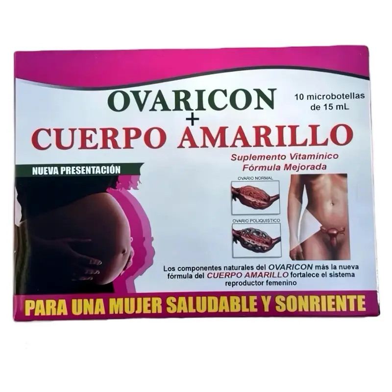 Ovaricon Cuerpo Amarillo Mujer Dietary Supplement - 10 Microdoses of Vitamin B1 B2 B3 MSM Glucosamine & Omega for Healthcare and Edible Fitness