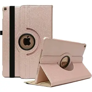 Leather Shell Rotating Case for iPad 9th Gen 2021 8th Gen 2020 7th Gen 2019 10.2 Inch -360 Rotate Auto Sleep Wake Rose  Casing Protection Cover