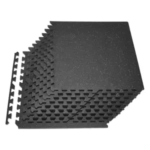 VEVOR Puzzle Exercise Mat, 12 PCS Fitness Equipment Mats, 24 x 24 x 0.56 in, High-Density EVA Foam Mats Set, Interlocking Rubber Soft Tiles, Protective Floor Padding with Gray Dots for Home Gym Office