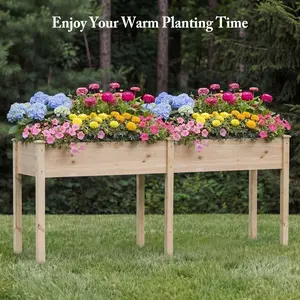 Raised Garden Bed, Elevated Wood Planter Box Stand for Backyard, Patio, Balcony with Bed Liner