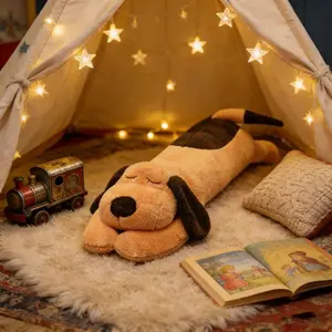 Dog Body Pillow Stuffed Large Dog Stuffed Animal Body Pillow, Soft Hugging Plushy Toy Cuddly Sofa Cushion Home Decor Birthday Gift for Girls Kids Teens Adults (23.6 Inch,Brown)