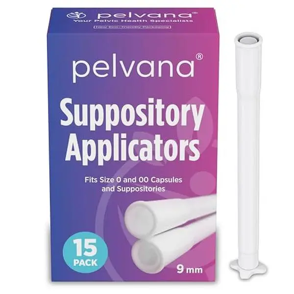 Pelvana Vaginal Suppository Applicators for Women - 15 Individually Wrapped Sterile Applicators, Fits Size 0 & 00 Capsules, Pills, Tablets up to 9mm - Disposable, Rounded Edges, Easy-Grip Handle