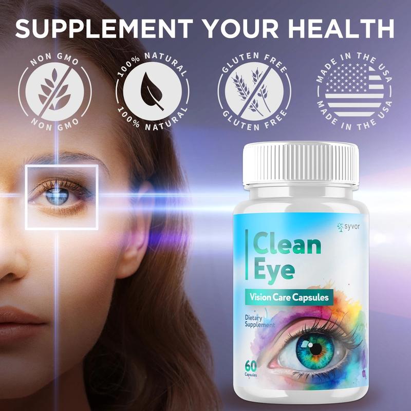 (1 Pack) Clean Eye Advanced Support For Healthy Eye Vision CleanEye 60 Capsules Vision Care Supplement Healthcare Vitamin