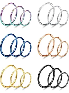 18 Pcs 20G Nose Ring Hoop for Women Men, Hypoallergenic Implant Grade Titanium Nose Rings Hoops, Small C-Shaped Nose Piercings Hoop, Half Hoop Nose Ring Fake Nostril Piercing Jewelry for Cartilage Helix Conch Tragus Lip