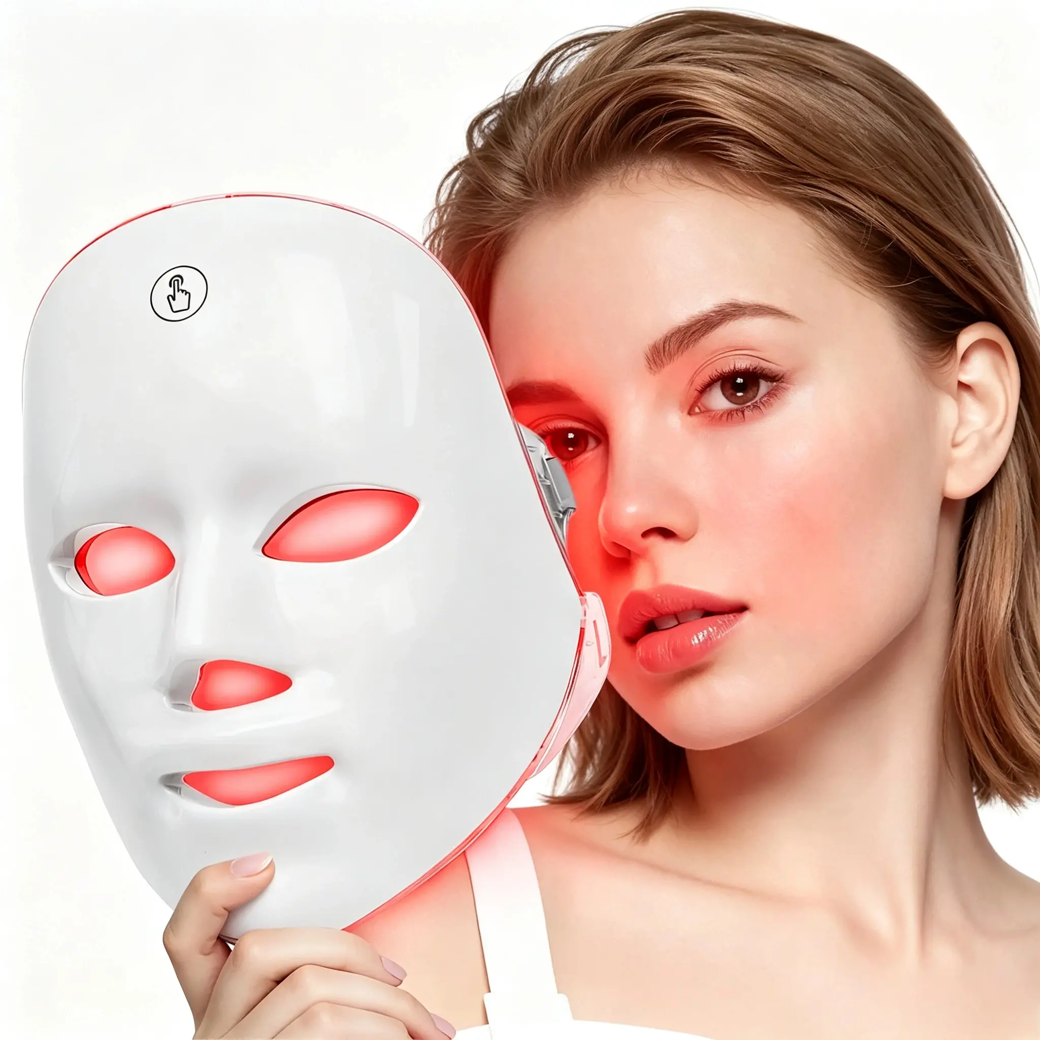 LED Photorejuvenation Mask - Adjustable Strap, 7-Color LED, 90-Bead Full-Face Red Light Therapy Device, Rechargeable Cordless Lightweight, Skin Rejuvenation Home Spa Skincare Tool for Women