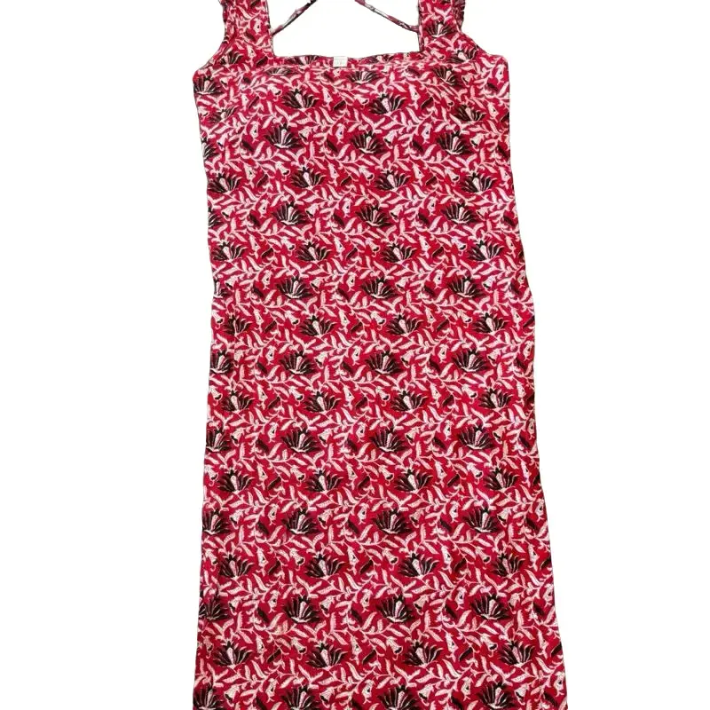 Straight Cut Cotton long Kurtis Red and Black Patterned Product Name as Provided