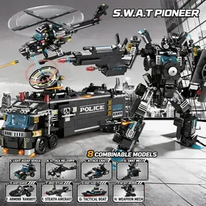 1000pcs Cool Police Special Forces Building Blocks Toy, Fun Assembly Puzzle for Boys, Halloween Christmas Birthday Gift