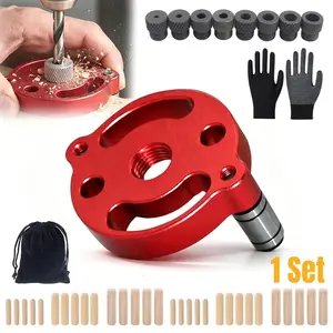 Self Centering Doweling Jig - 1pc Handheld Guide with 9 Different Sizes Bushings, 6/8/10mm Wooden Dowel Pins Compatibility, Straight Hole Puncher Locator for Wood Panels, Excellent Use Effect