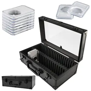 1pc 2-Row Commemorative Coin Collection for NGC PCGS Slab Coins Storage Box With Transparent Lid, Coins Slabs Display Holder Organizer Case, Coin Holder Display Case, Graded Coin Collection Supplies, Numismatics Case (Not include coin slabs)