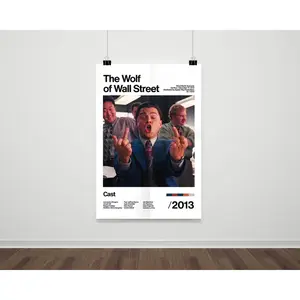 Bestselling Retro Movie Poster - Unframed Wolf of Wall Street Print for Man Cave & Dorm Room Modern Home Decor Decoration Glossy Artistic Vintage Wall Art Photo