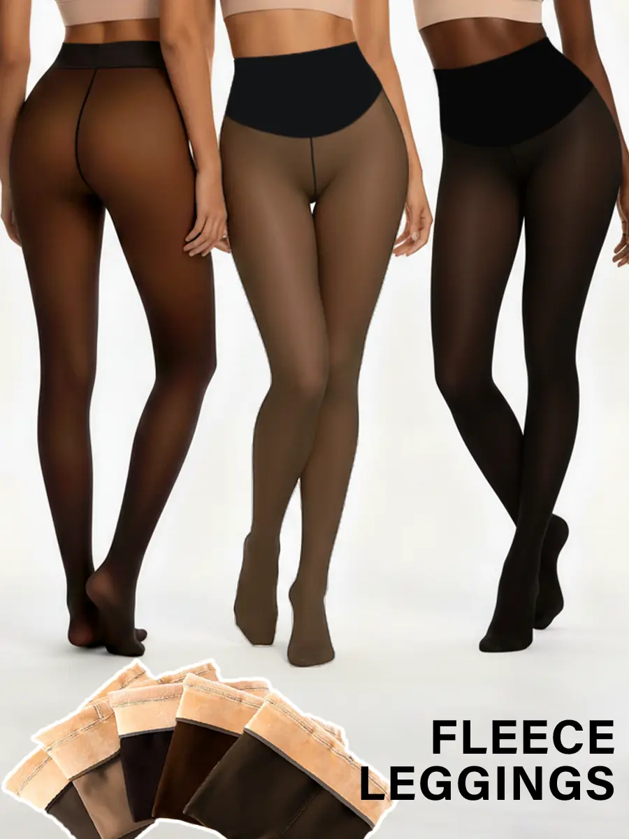 Winter Compression Band One Seamoption Original Magic Fleece Lined Leggings M to 3XL 6 Shades Closed Foot Fleece Tights Plus Size Light to Brown Fur Basic Minimalist Style Women's Bottoms Fit