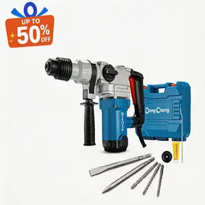 【Fathersdaygift】5-year warranty  DongCheng 1-1/8 Inch SDS-Plus Rotary Hammer Drill with Safety Clutch, 9.2 Amp Heavy Duty Corded Demolition Hammer for Concrete, 3.6 Joules, Including 3 Drill Bits, Flat Chisels and Point Chisels Power Tools