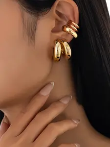 C-shaped Hoop Earrings, Fashionable Earrings for Women & Girls, Casual Jewelry for Party, Daily Clothing Decor, Trendy All-match & Exquisite Jewelry for Birthday Gift