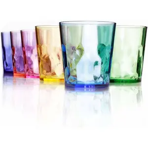 13oz Unbreakable Premium Drinking Glasses Set of 6 - Made in Japan - Super Grade Acrylic Plastic - Perfect for Gifts - Dishwasher Safe - Cups Reusable Drinkware Tumblers Kids