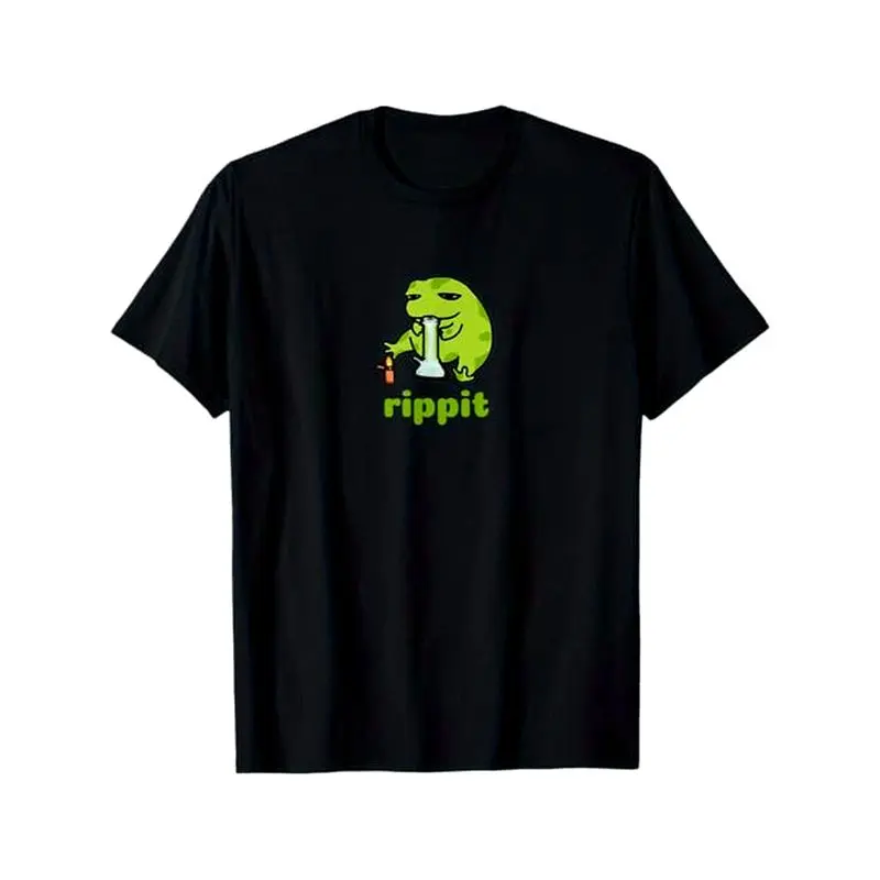Unisex Rippit Frog Graphic T-Shirt in 100% Soft Cotton Fabric, Casual Relaxed Fit Top with Short Sleeves and Digital Print, Tops, Classic, Shortsleeve, M, Menswear, Breathable, Reinforced Stitching Lasts, Printed Graphic Stays Vivid, Loose-Fitting, Round,